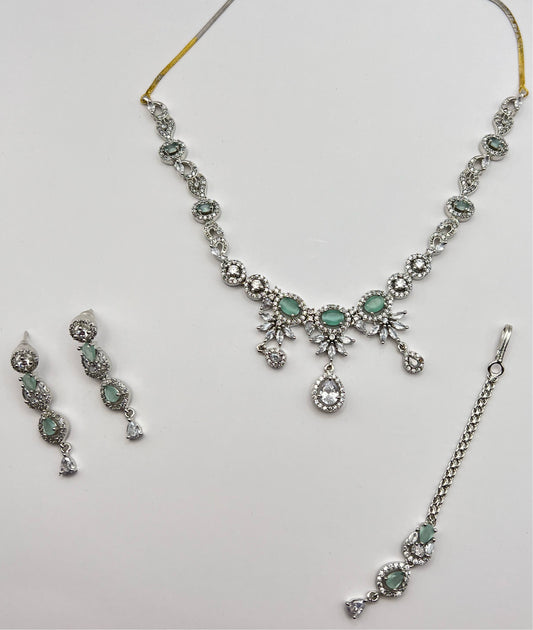 Aqua Green Zirkon Necklace Set